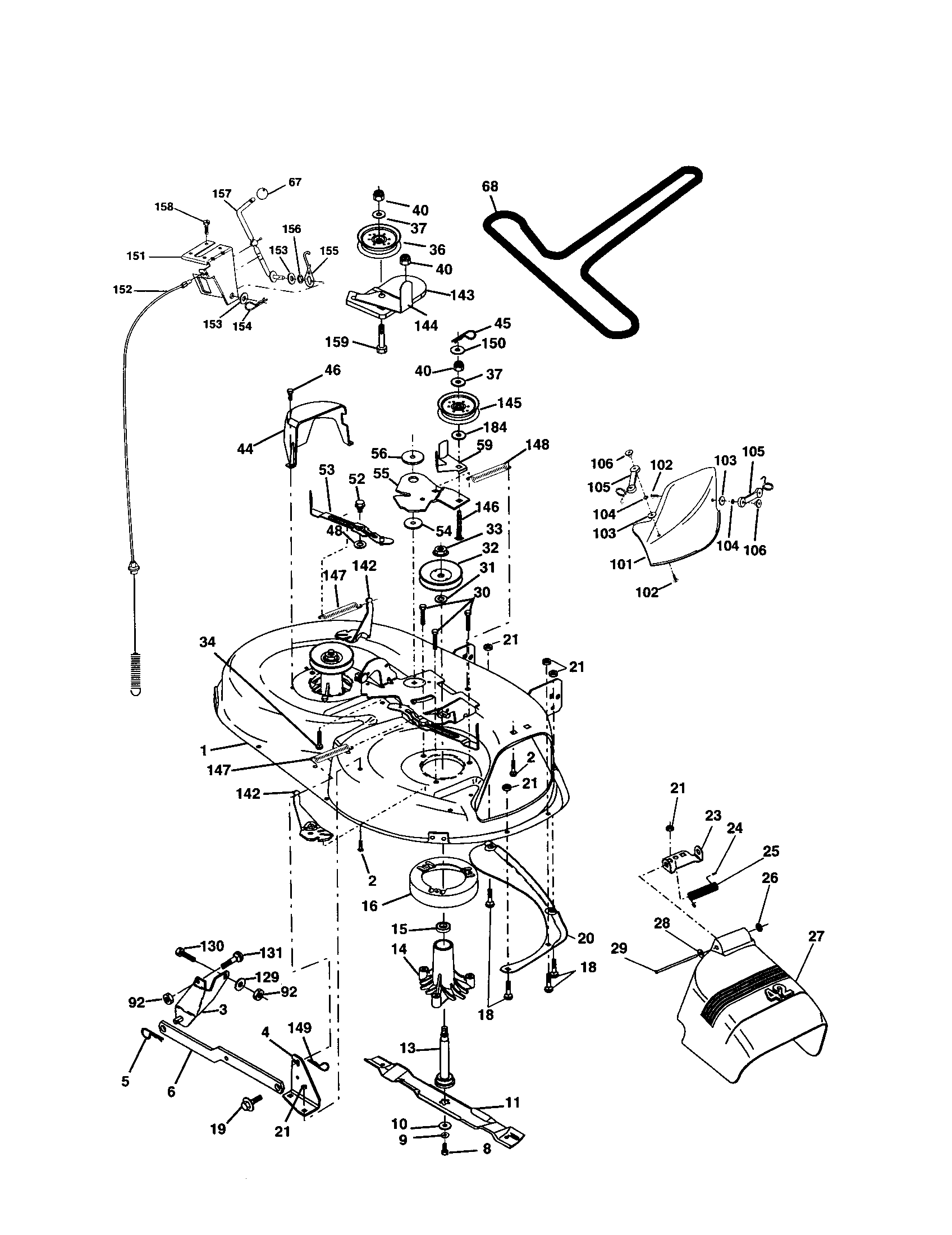 Mower Deck Diagram and Parts List for 917277200  Craftsman Lawn Tractor
