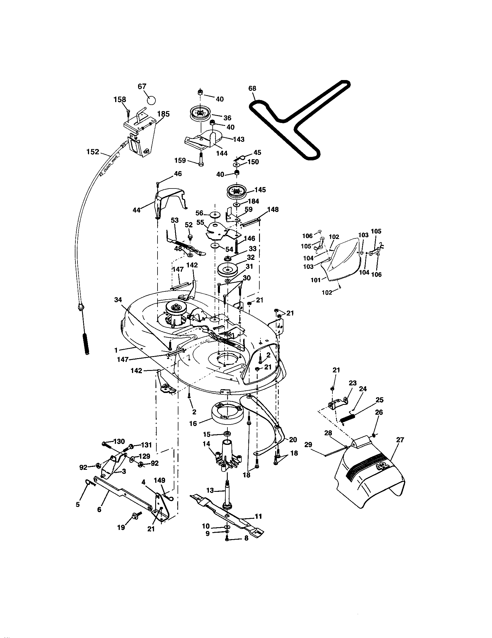 Mower Deck Diagram and Parts List for 917273374  Craftsman Lawn Tractor