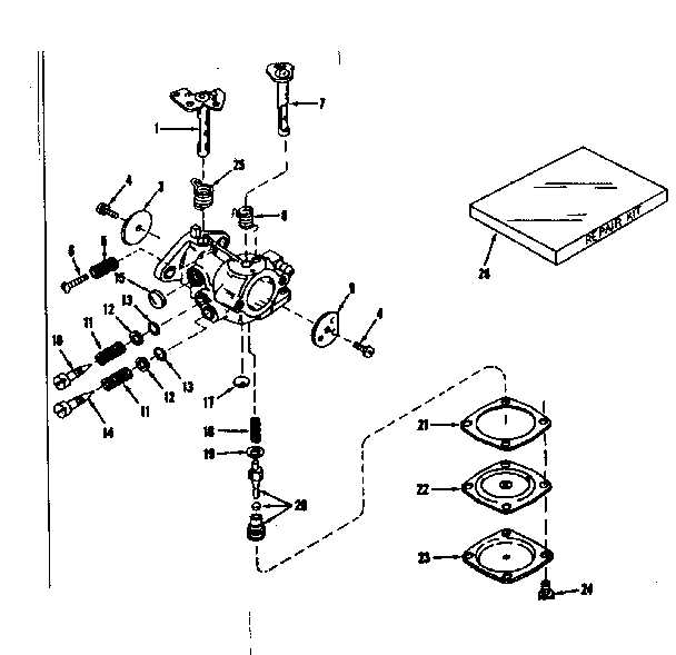 Carburetor No. 29780 Diagram and Parts List for 143501221  Craftsman Engine