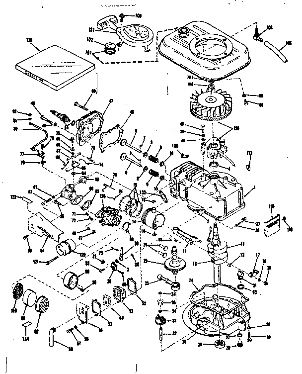 Basic Engine Diagram and Parts List for 143102070  Craftsman Engine