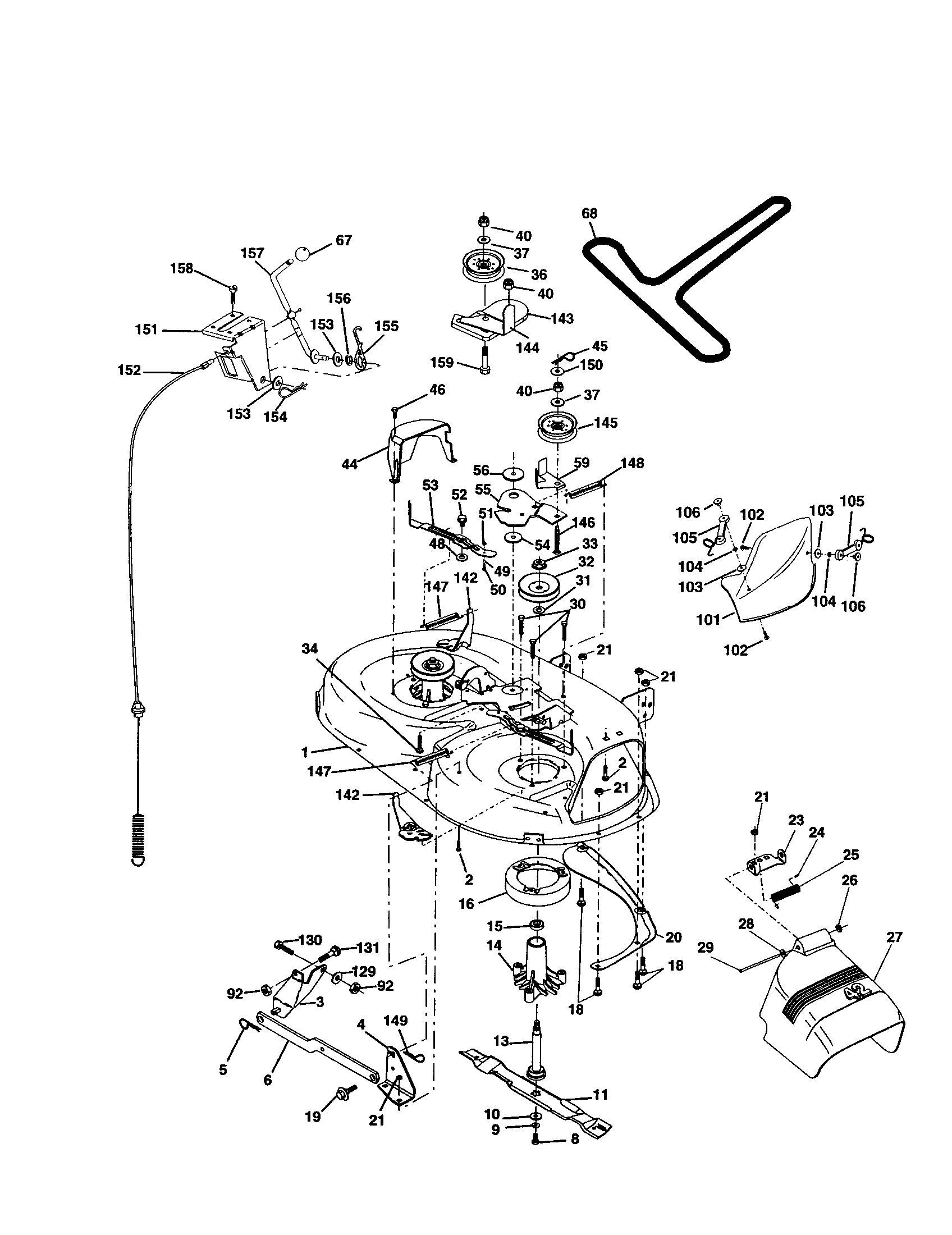 Mower Diagram and Parts List for 917277030  Craftsman Lawn Tractor