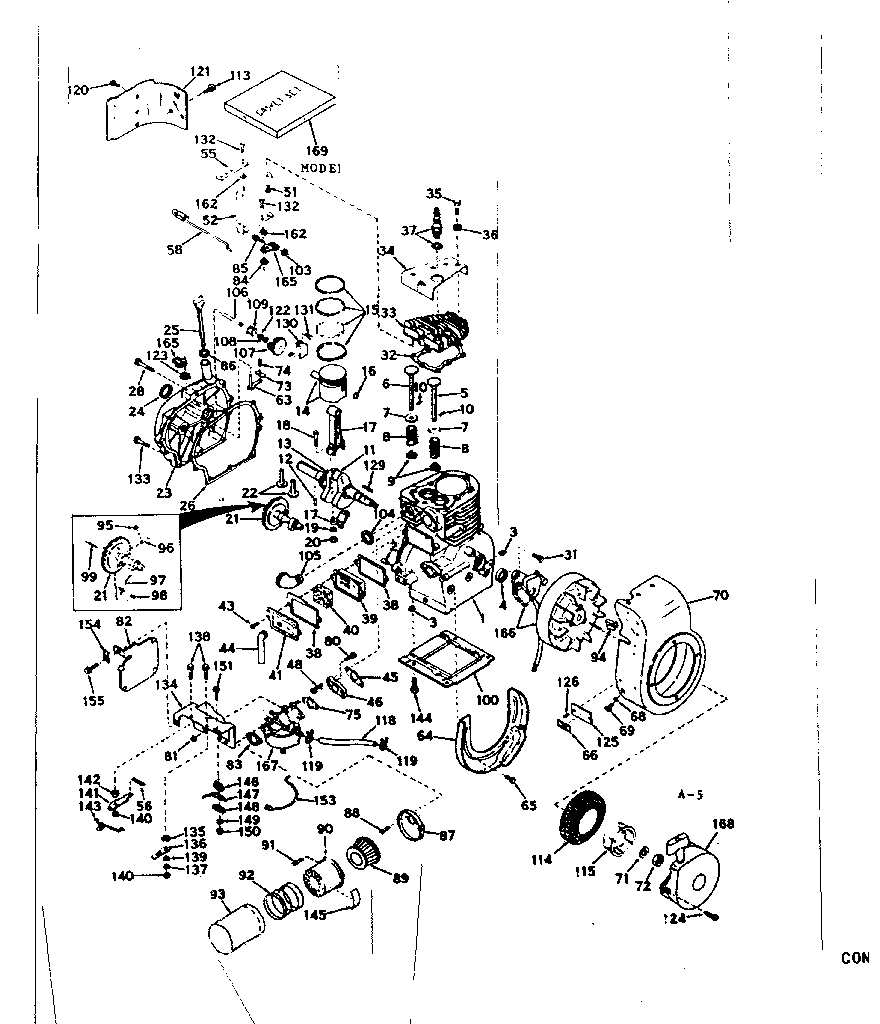 Basic Engine Diagram and Parts List for 143566172  Craftsman Engine