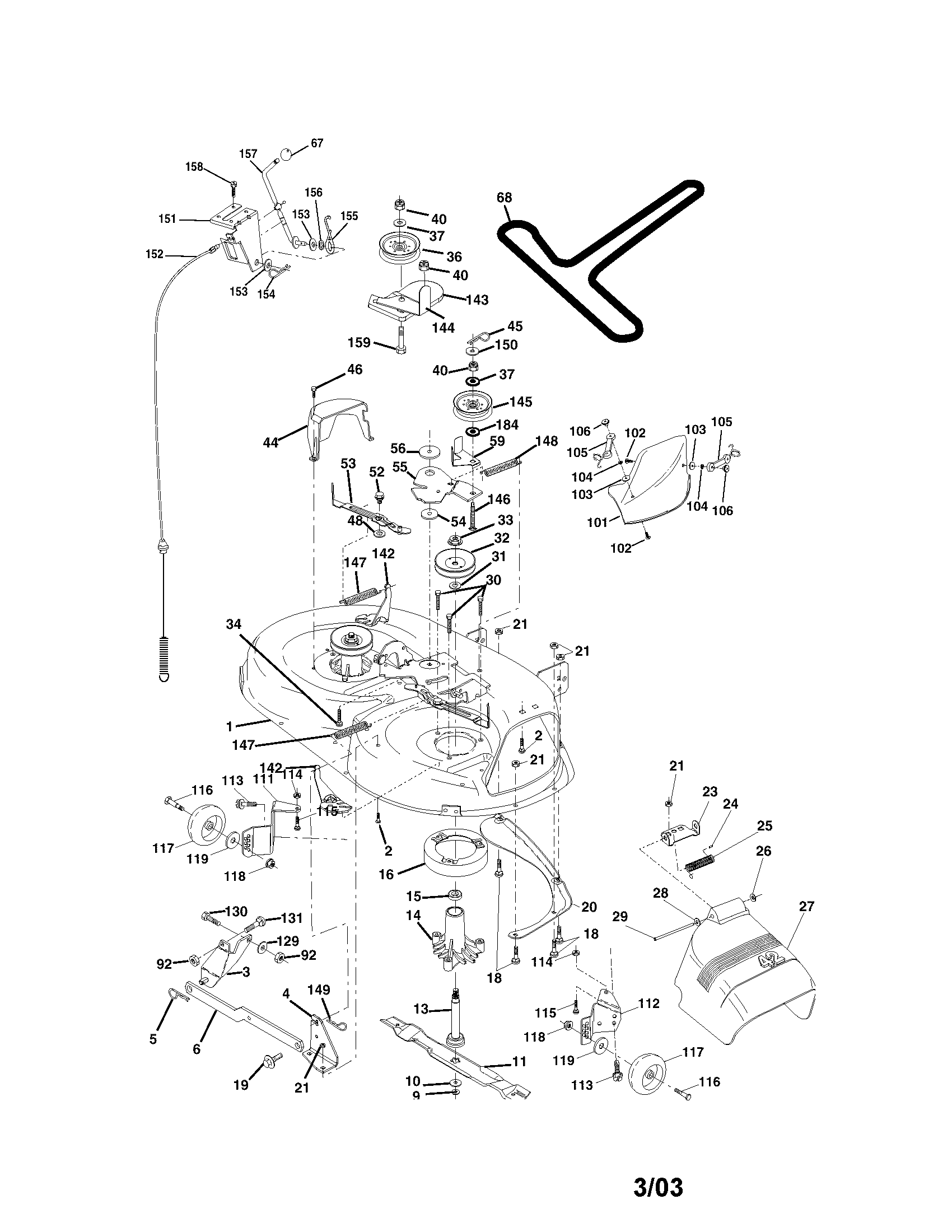 Mower Deck Diagram and Parts List for 917272760  Craftsman Lawn Tractor