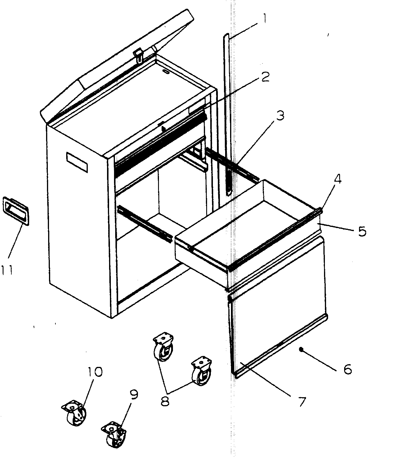 Cabinet Parts Diagram and Parts List for 706658236  Craftsman Tool Stand & Cart