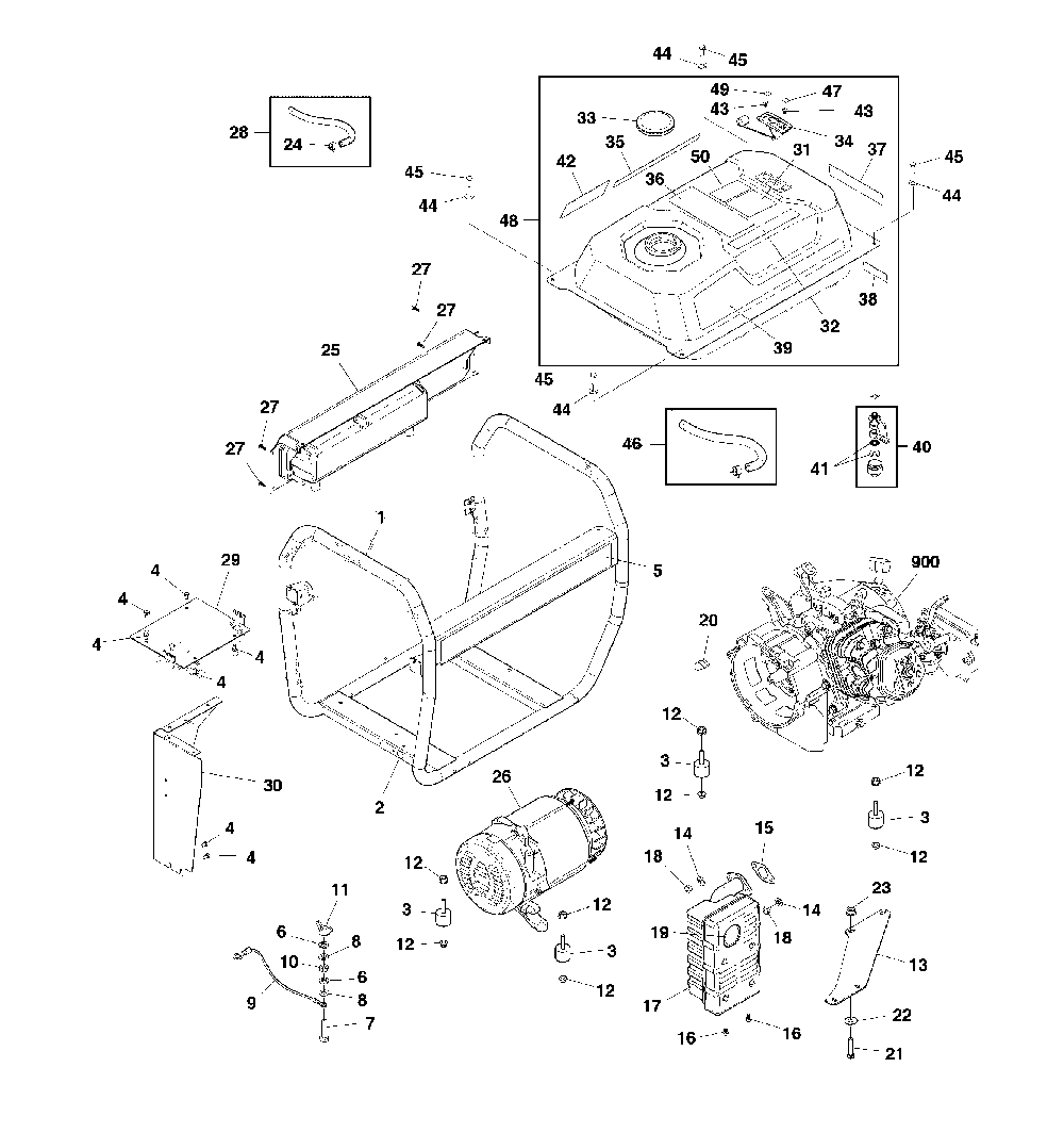 Main unit Diagram and Parts List for CMXGGAS030731  Craftsman Generator