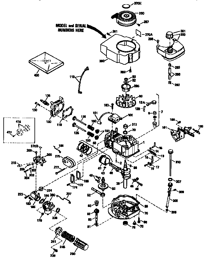 Replacement Parts Diagram and Parts List for 143964006  Craftsman Engine