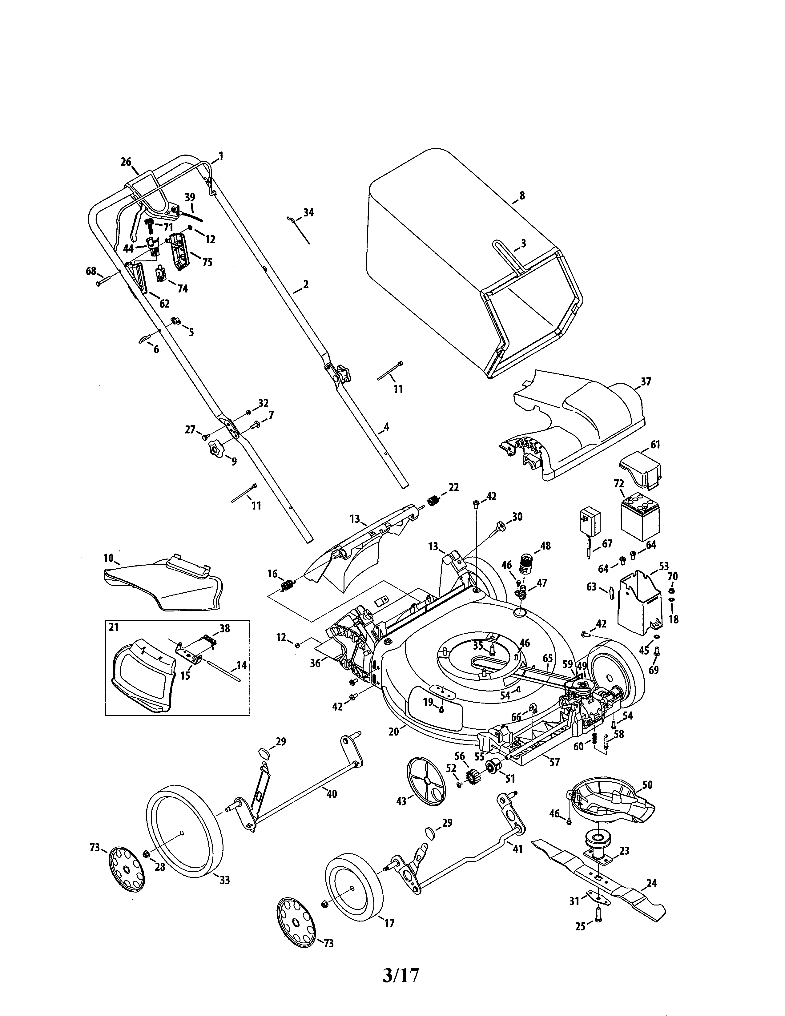 Lawn Mower Diagram and Parts List for 247377441  Craftsman Lawn Mower