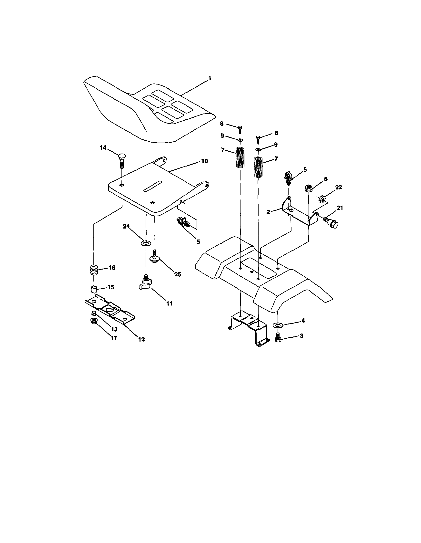 Seat Assembly Diagram and Parts List for 917272056  Craftsman Lawn Tractor