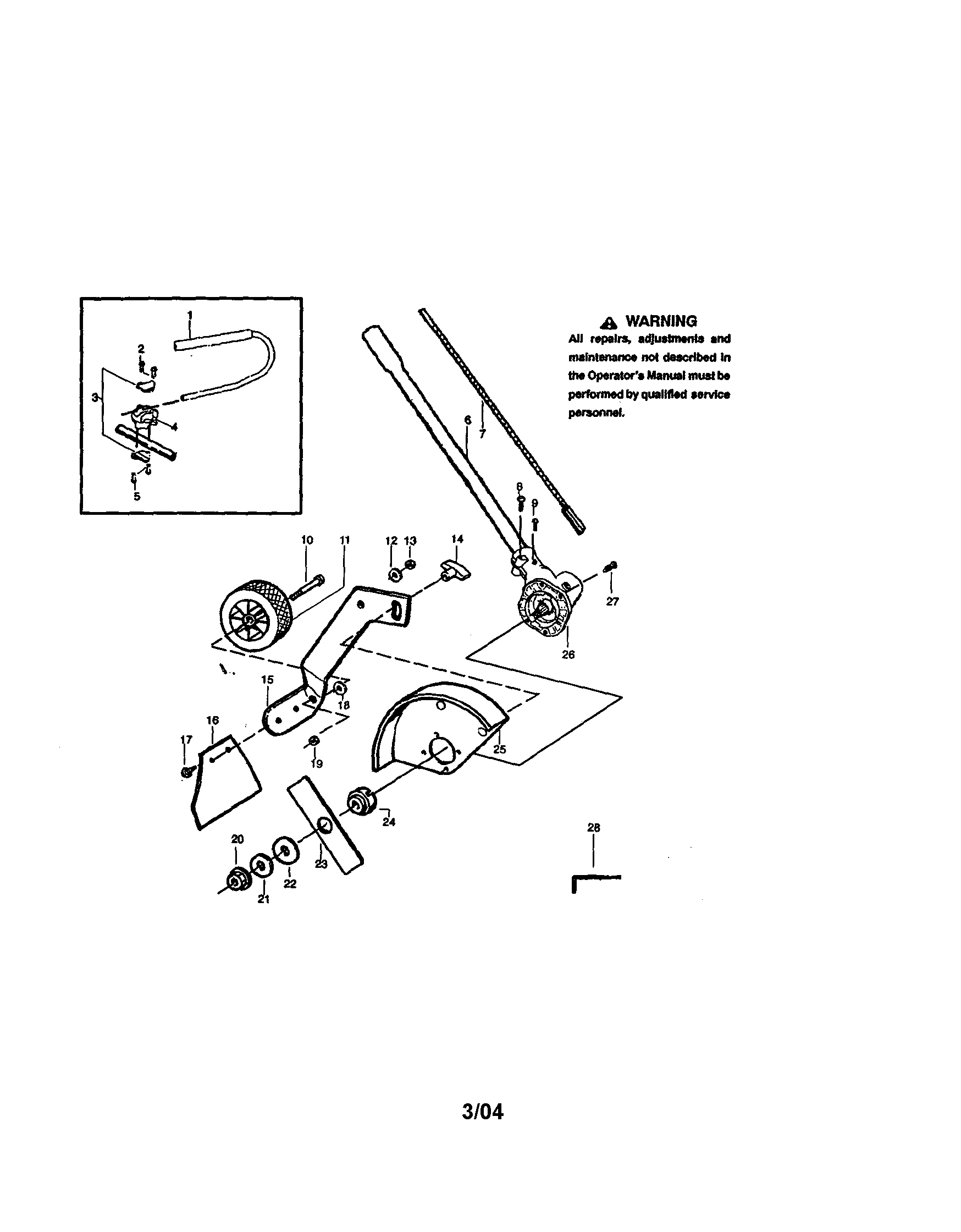 Convertible Edger Attachment Diagram and Parts List for 358792402  Craftsman Trimmer