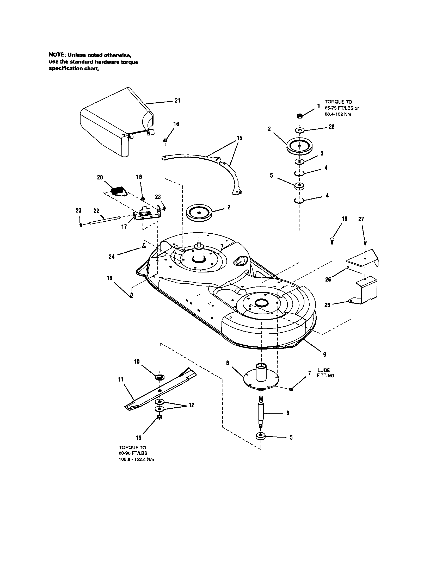 42" Deck-housing/arbor Diagram and Parts List for 107289860  Craftsman Engine