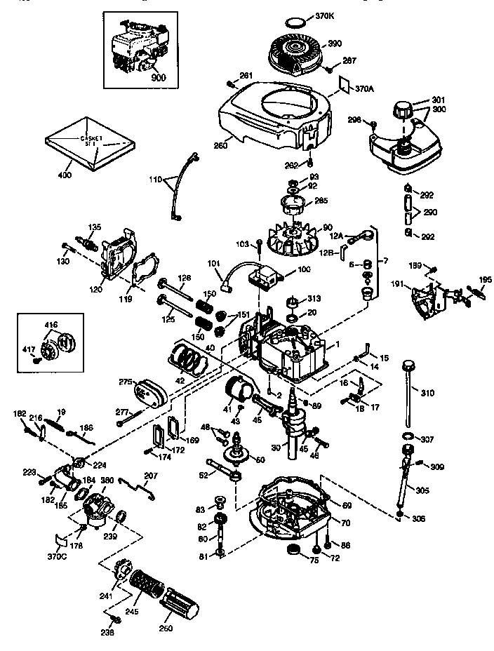 Replacement Parts Diagram and Parts List for 143974500  Craftsman Engine