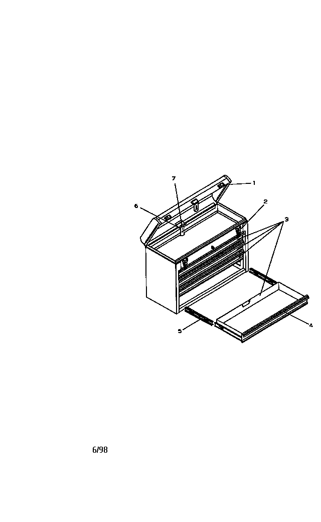 4 Drawer Portable Chest Diagram and Parts List for 706654150  Craftsman Tool Stand & Cart