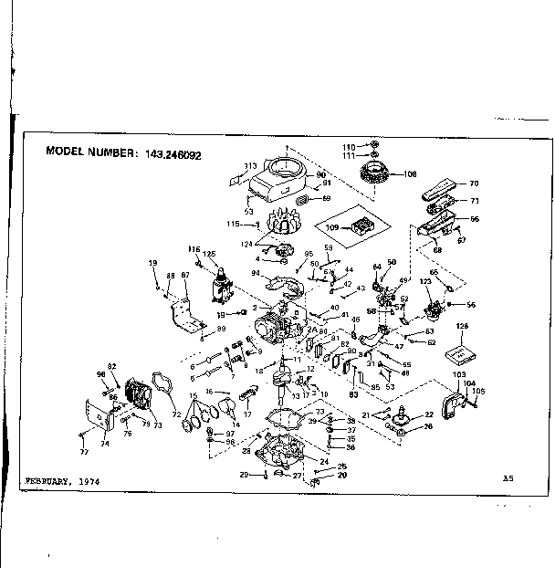 Engine Diagram and Parts List for 143246092  Craftsman Engine