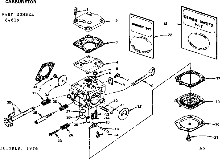 Replacement Parts Diagram and Parts List for 9178461R  Craftsman Lawn Mower