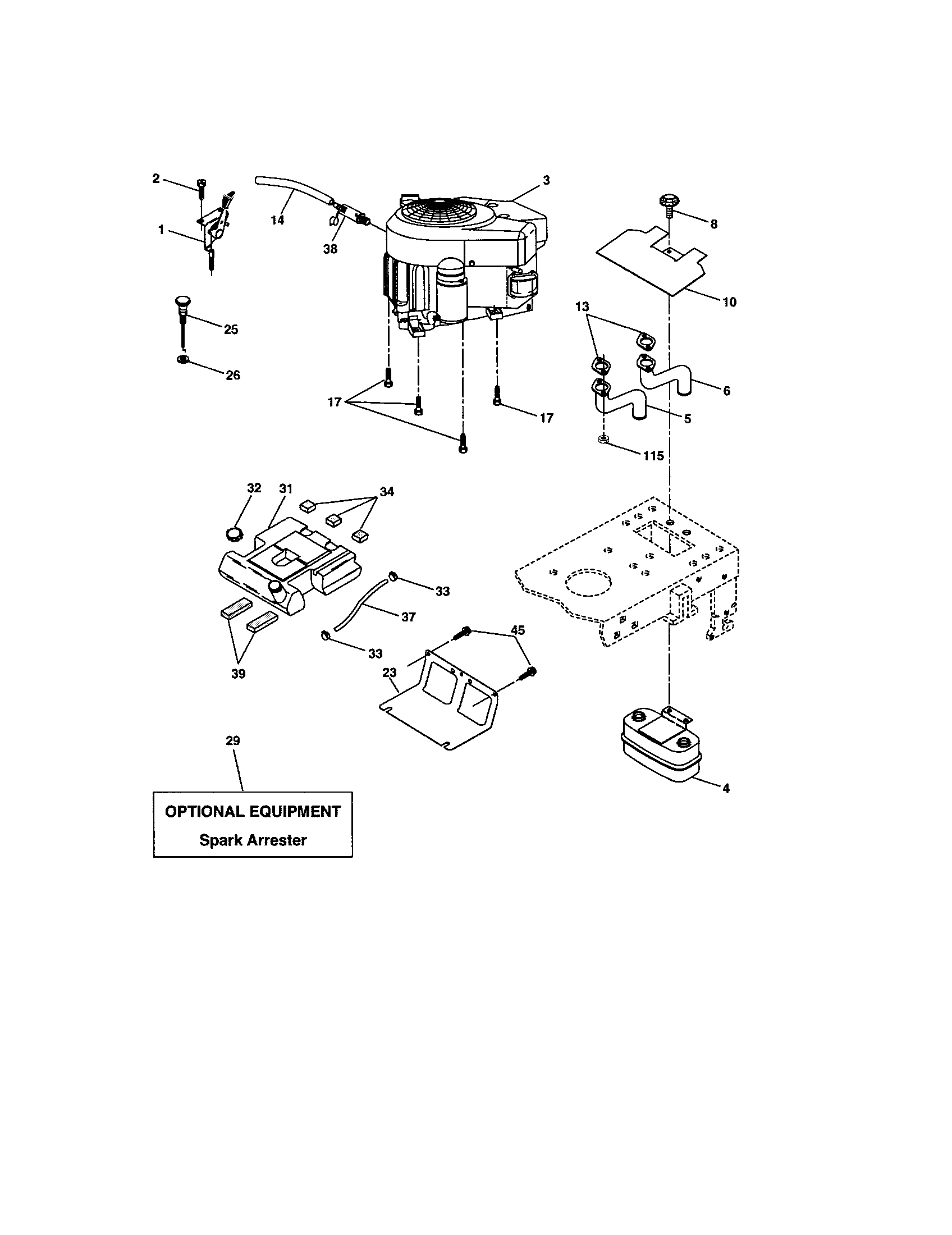 Engine Diagram and Parts List for 917273790  Craftsman Lawn Tractor