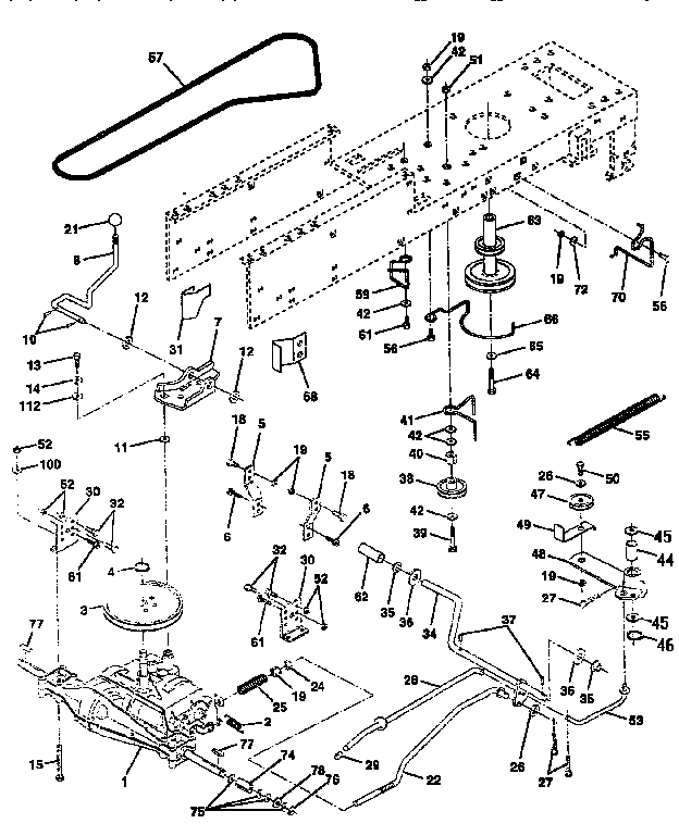 Drive Diagram and Parts List for 917252511  Craftsman Lawn Tractor
