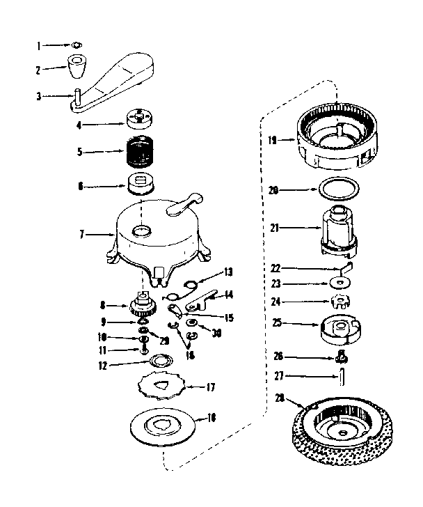 Ratchet Self Starter No. 29711 Diagram and Parts List for 143501231  Craftsman Engine