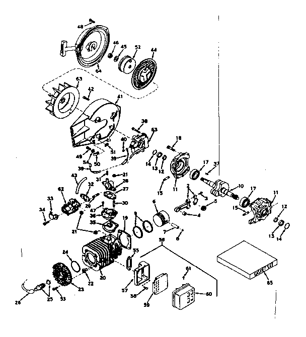 Cylinder /crankshaft And Starter Diagram and Parts List for 91762802  Craftsman Chainsaw
