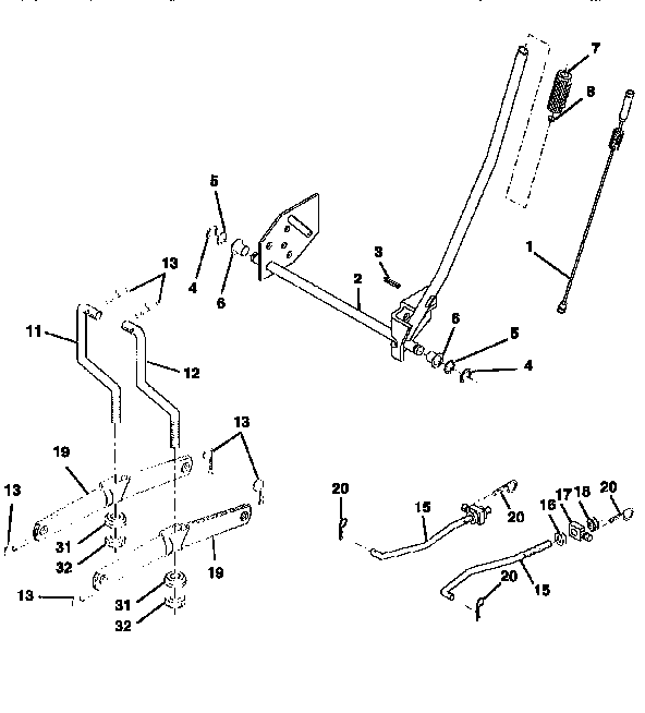 Lift Diagram and Parts List for 917258072  Craftsman Lawn Tractor