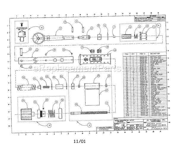 Torque Wrench Diagram and Parts List for 44597  Craftsman Wrench