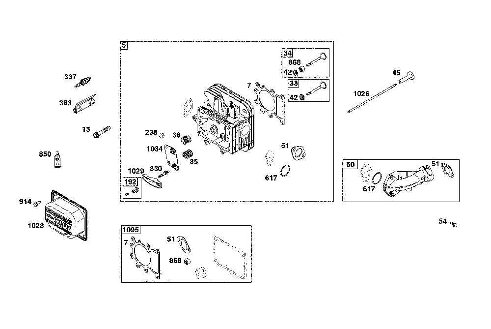 Cylinder head Diagram and Parts List for CMXGRAM7821291  Craftsman Lawn Tractor