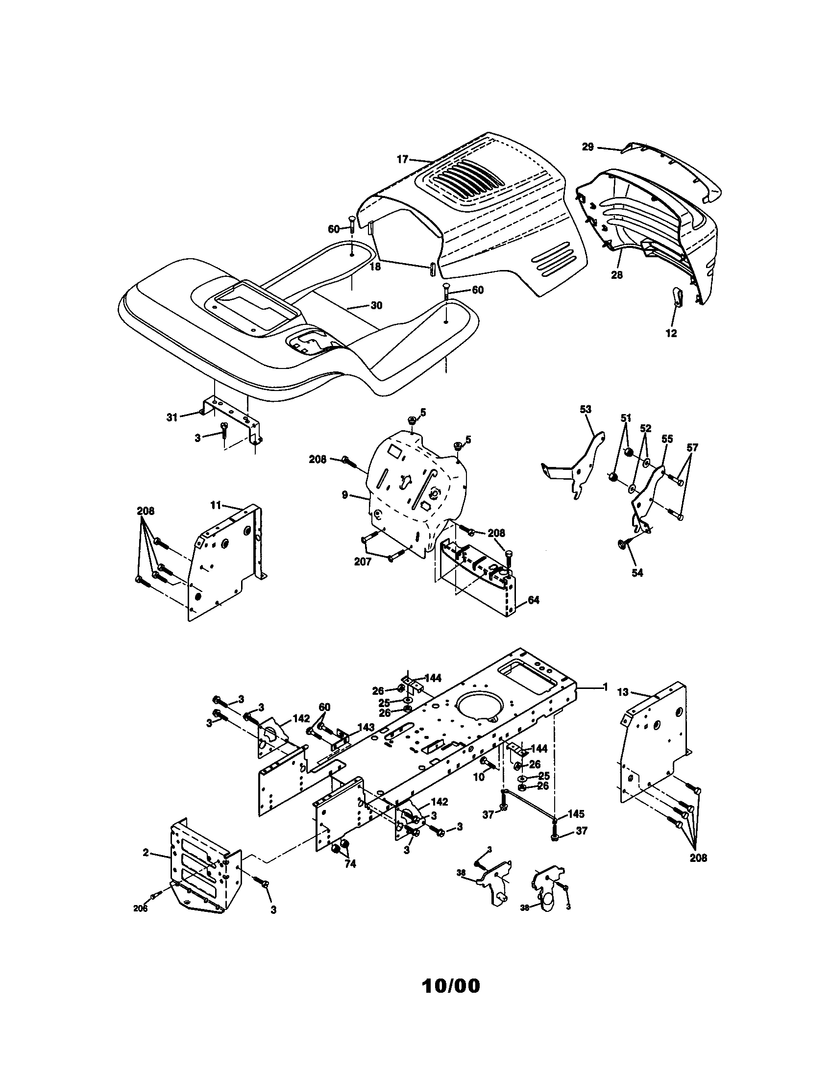 Chassis And Enclosures Diagram and Parts List for 917270653  Craftsman Lawn Tractor