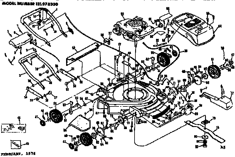 Replacement Parts Diagram and Parts List for 131973330  Craftsman Lawn Mower