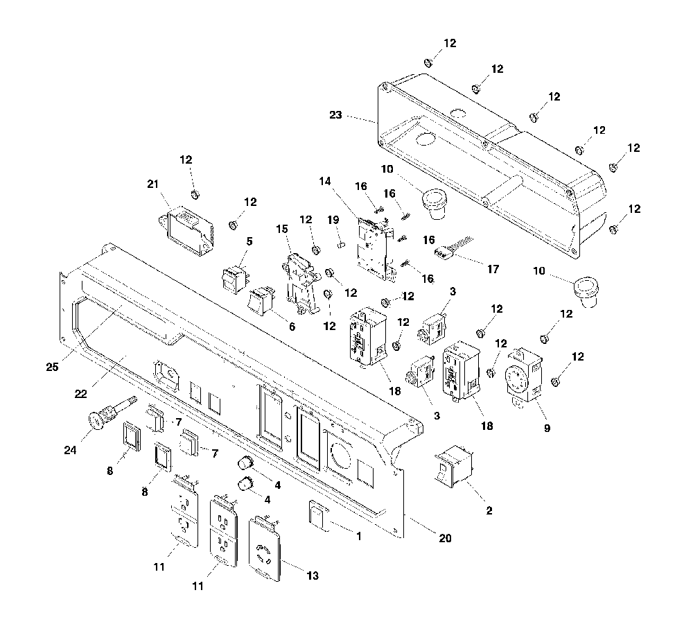 Control panel Diagram and Parts List for CMXGGAS030734  Craftsman Generator