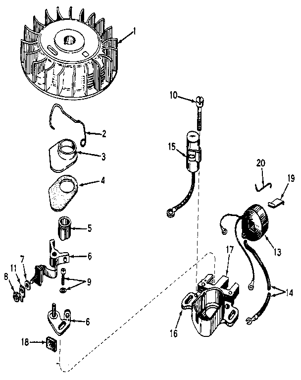 Magneto Diagram and Parts List for 143184192  Craftsman Engine