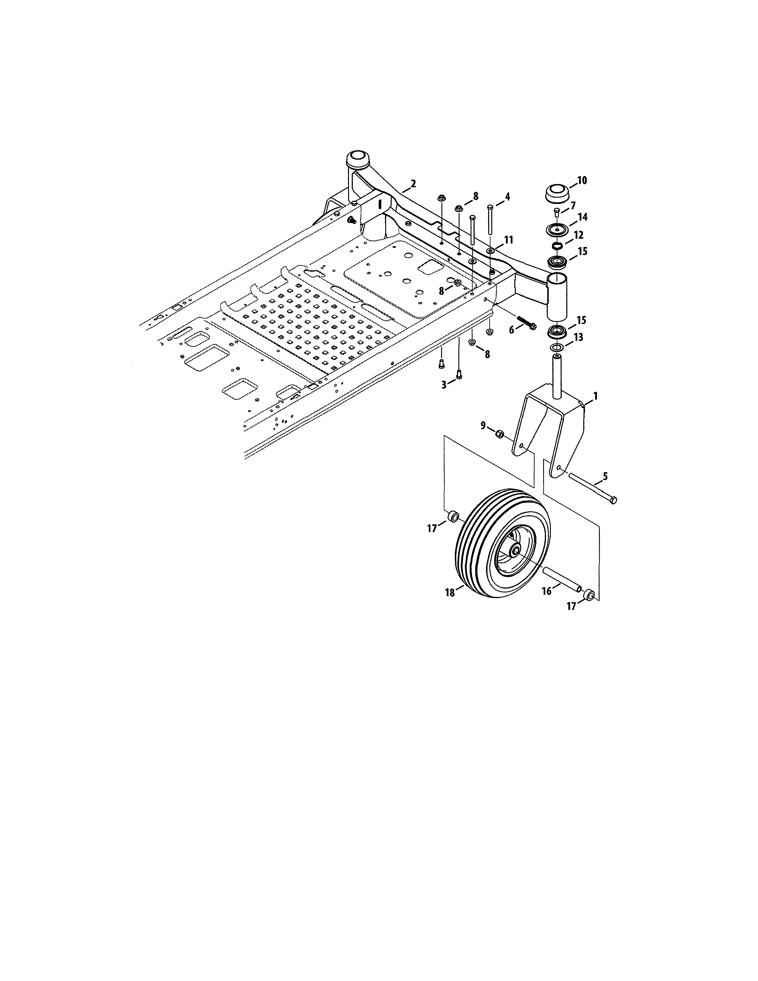 Wheel Assembly Diagram and Parts List for 247270500  Craftsman Engine