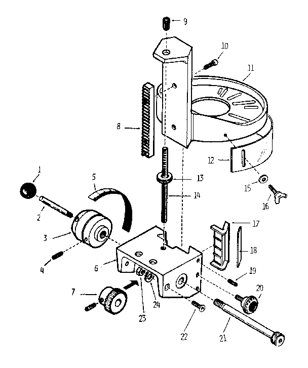 Carriage Assembly Diagram and Parts List for 25153-PINROUTER  Craftsman Router