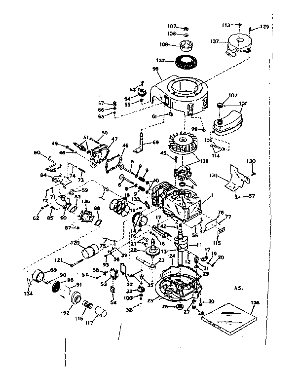 Basic Engine Diagram and Parts List for 143184122  Craftsman Engine