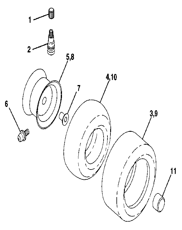 Wheels & Tires Diagram and Parts List for 917255961  Craftsman Lawn Tractor