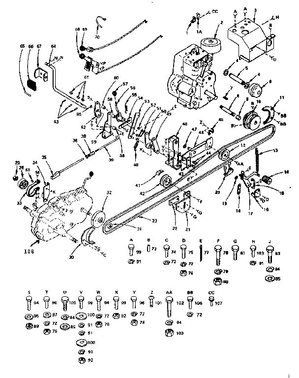 Clutch-brake & Drive Diagram and Parts List for 91725141  Craftsman Lawn Tractor