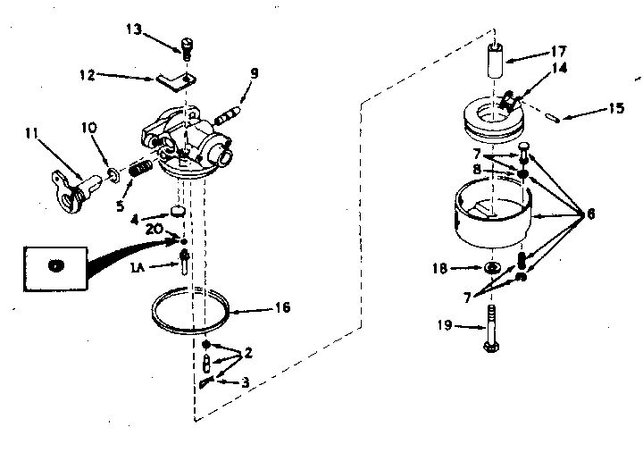 Carburetor Diagram and Parts List for 143604052  Craftsman Engine