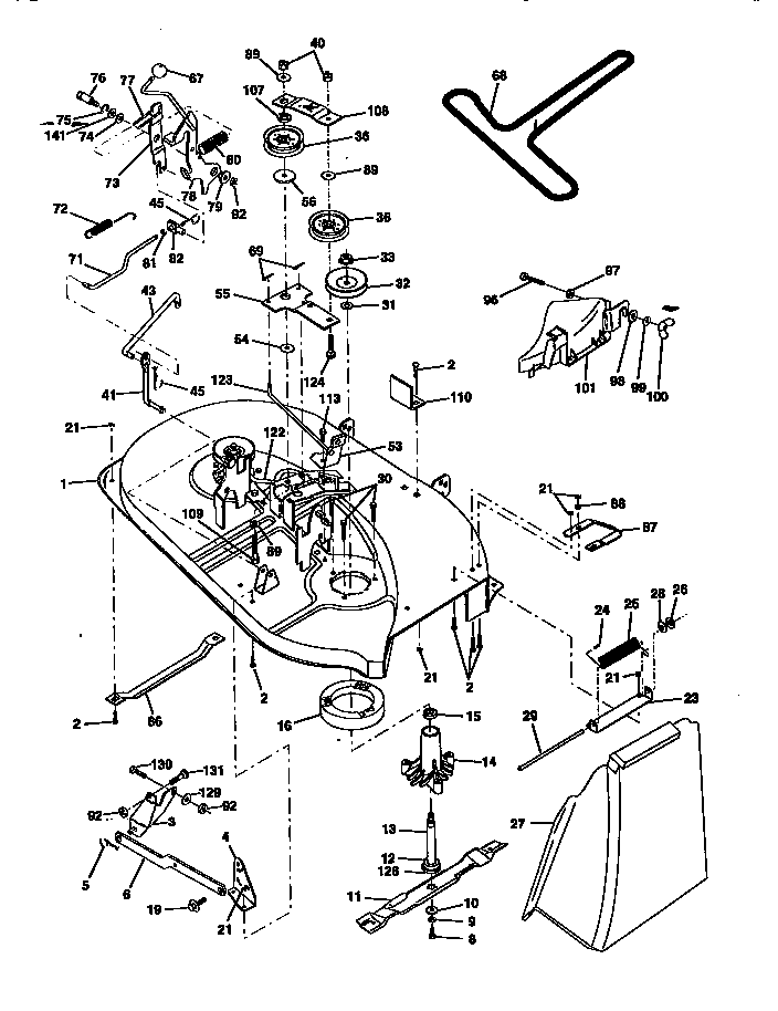 Mower Deck Diagram and Parts List for 917271380  Craftsman Lawn Tractor