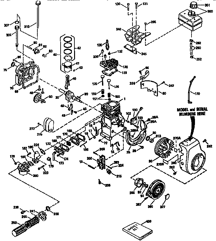 Replacement Parts Diagram and Parts List for 143953515  Craftsman Engine