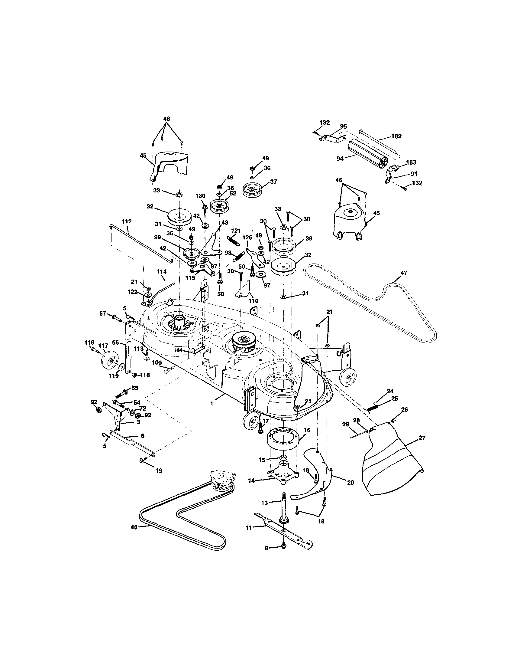 Mower Deck Diagram and Parts List for 917273260  Craftsman Lawn Tractor