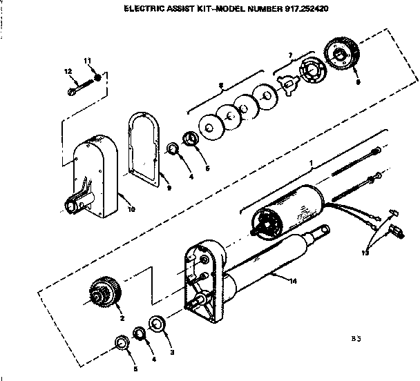 Motor Diagram and Parts List for 917252420  Craftsman Lawn Mower