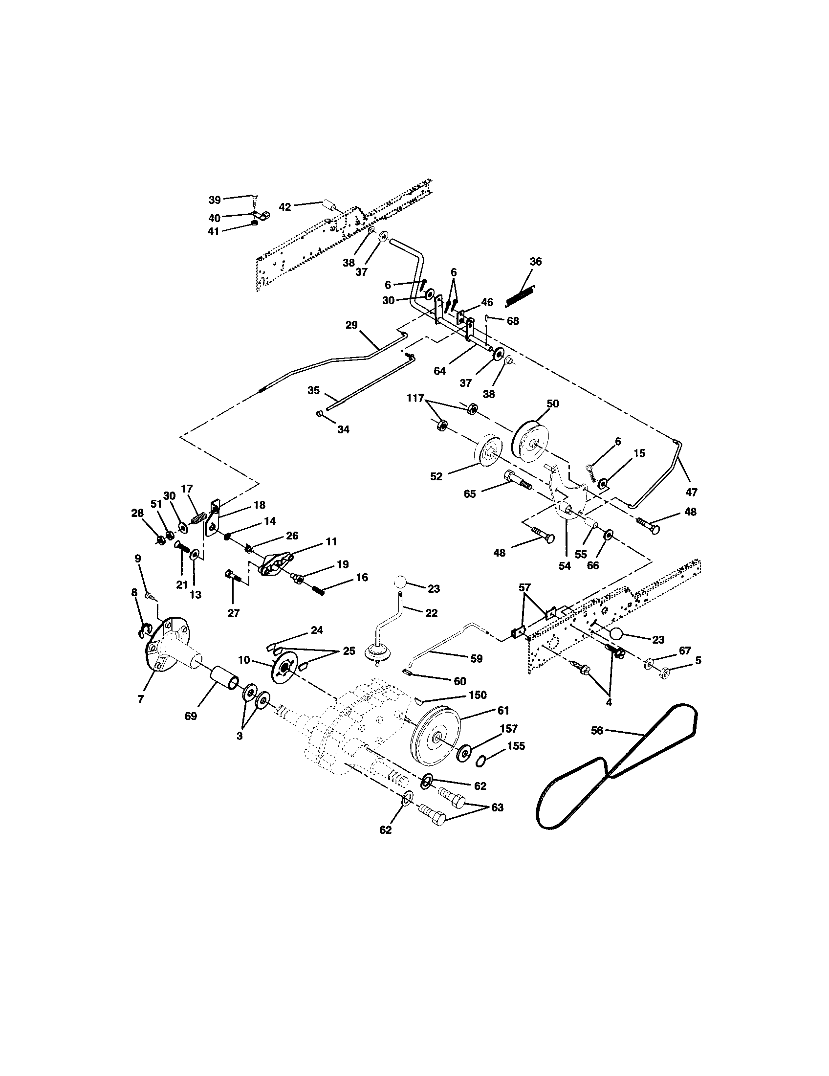 Ground Drive Diagram and Parts List for 917276090  Craftsman Lawn Tractor