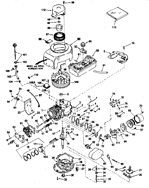 Engine Diagram and Parts List for 143366082  Craftsman Engine