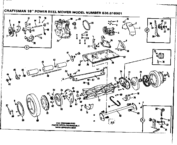 Reel Assembly Diagram and Parts List for 536816901  Craftsman Lawn Mower