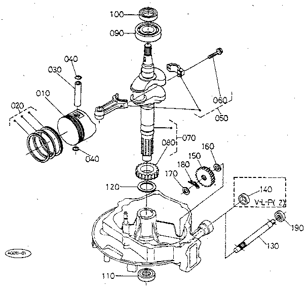 Piston - Crankshaft Diagram and Parts List for 3901  Craftsman Lawn Mower