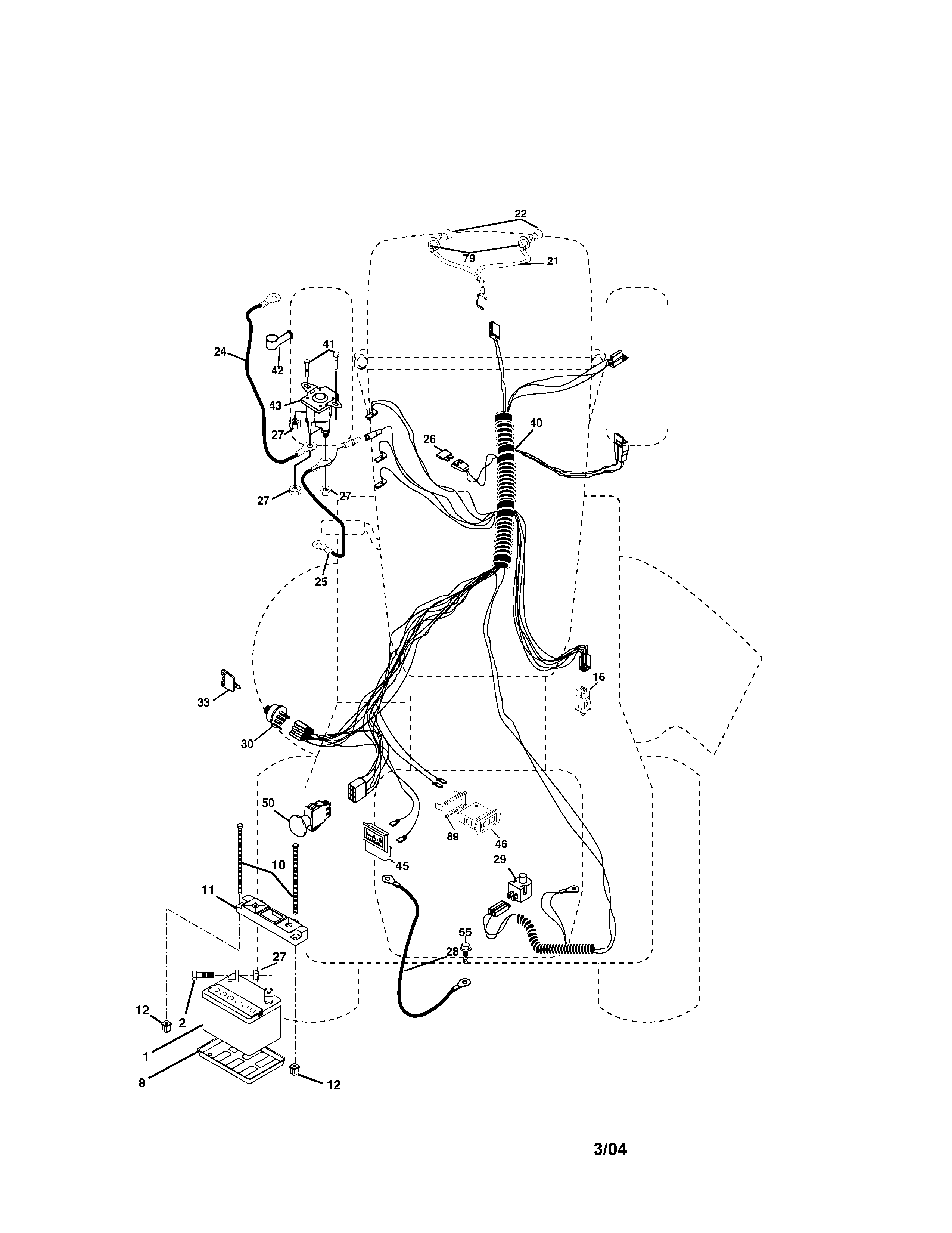 Electrical Diagram and Parts List for 917273632  Craftsman Lawn Tractor