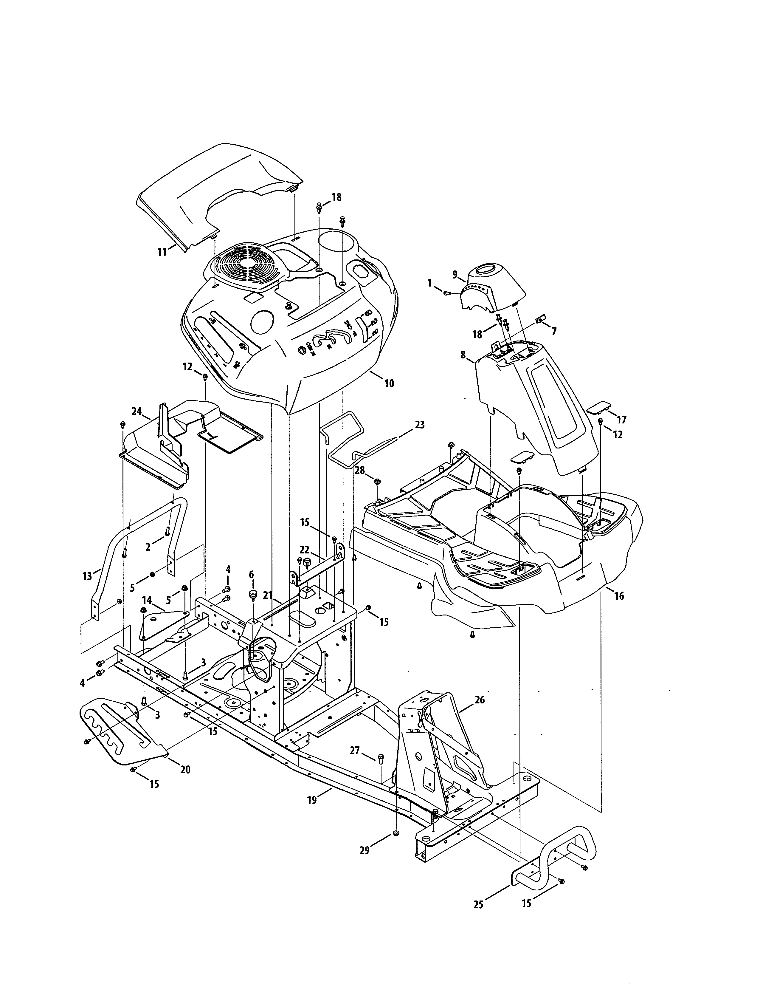 Fender/frame Diagram and Parts List for 247290003  Craftsman Engine