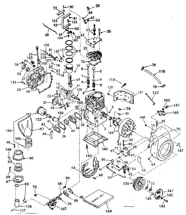 Basic Engine Diagram and Parts List for 143646082  Craftsman Engine