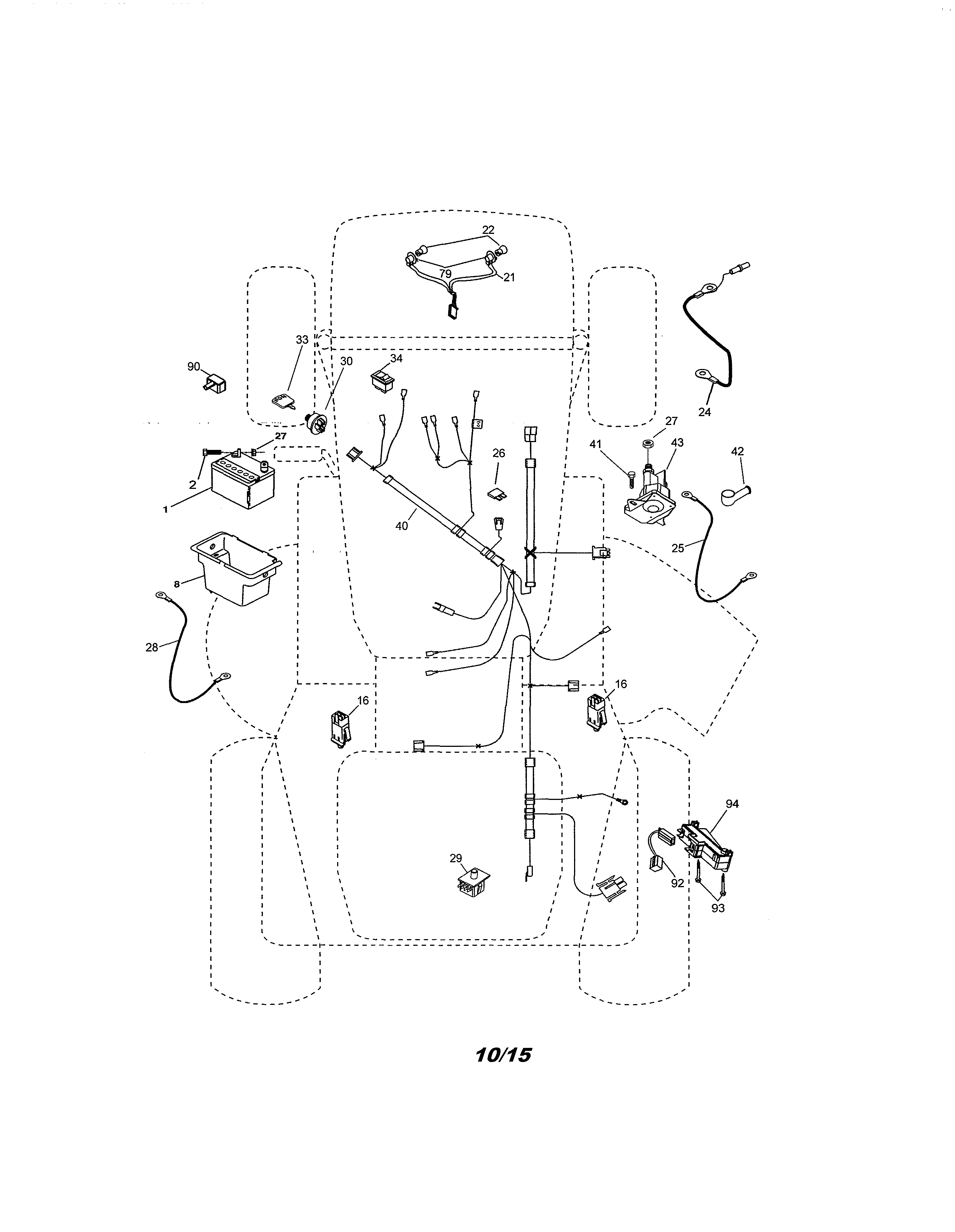 Electrical Diagram and Parts List for 917254703  Craftsman Lawn Tractor