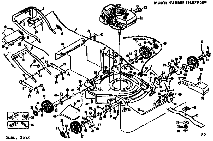 Replacement Parts Diagram and Parts List for 131978520  Craftsman Lawn Mower