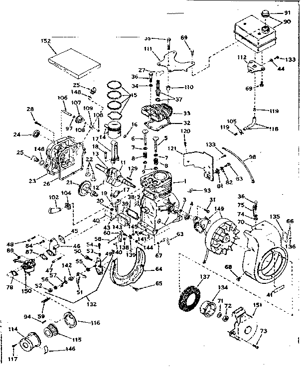 Basic Engine Diagram and Parts List for 143614142  Craftsman Engine