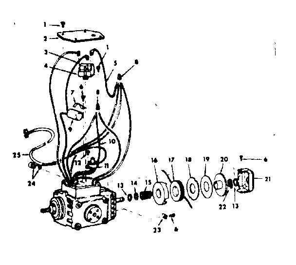Motor Assembly Diagram and Parts List for 11329954  Craftsman Power Motor